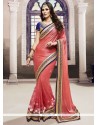 Monumental Lycra Peach Designer Saree