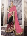 Impeccable Black Embroidered Work Net Trendy Saree