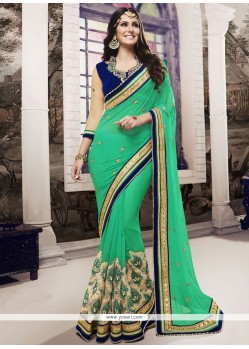 Impressive Green Embroidered Work Classic Designer Saree