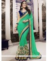 Impressive Green Embroidered Work Classic Designer Saree