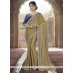 Mod Faux Chiffon Gold Patch Border Work Traditional Saree