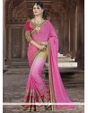 Sophisticated Hot Pink Faux Chiffon Classic Designer Saree