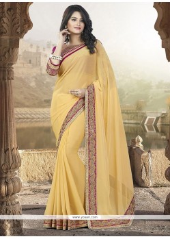 Engrossing Faux Chiffon Embroidered Work Trendy Saree