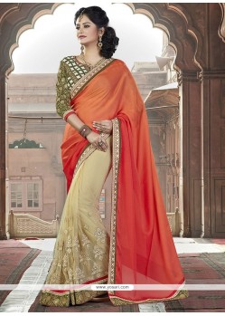 Gratifying Net Beige Classic Saree