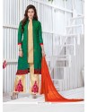 Glorious Green Resham Work Georgette Designer Palazzo Salwar Kameez