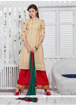 Sophisticated Georgette Beige Designer Palazzo Salwar Kameez