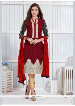 Aristocratic Red Resham Work Georgette Churidar Designer Suit