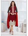 Aristocratic Red Resham Work Georgette Churidar Designer Suit