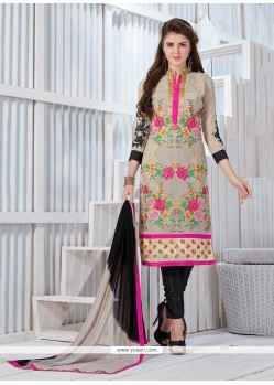 Cherubic Embroidered Work Grey Georgette Churidar Designer Suit