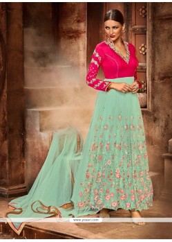 Baronial Embroidered Work Net Anarkali Salwar Kameez