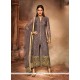 Exquisite Grey Embroidered Work Net Churidar Designer Suit