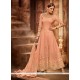 Exceptional Embroidered Work Peach Anarkali Salwar Kameez