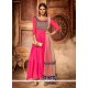 Sterling Embroidered Work Net Hot Pink Anarkali Salwar Kameez