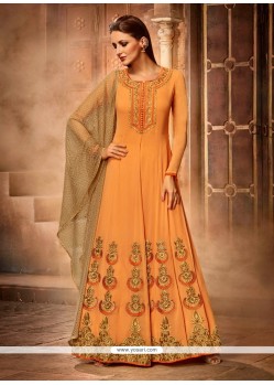 Glossy Mustard Georgette Anarkali Salwar Kameez