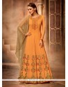 Glossy Mustard Georgette Anarkali Salwar Kameez