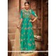 Extraordinary Net Sea Green Anarkali Salwar Kameez