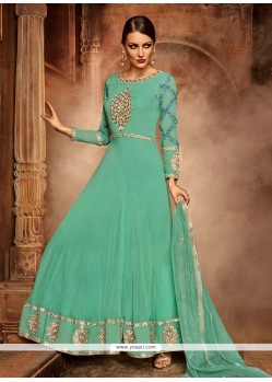 Pleasing Fancy Fabric Patch Border Work Anarkali Salwar Kameez