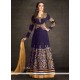 Savory Purple Patch Border Work Faux Georgette Anarkali Salwar Kameez