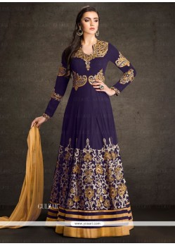 Savory Purple Patch Border Work Faux Georgette Anarkali Salwar Kameez