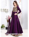 Conspicuous Tafeta Silk Resham Work Designer Floor Length Suit