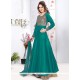 Delightful Sea Green Tafeta Silk Designer Floor Length Suit