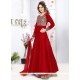 Outstanding Resham Work Tafeta Silk Red Designer Floor Length Suit