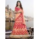 Miraculous Patch Border Work Peach And Pink A Line Lehenga Choli