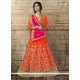 Orange Embroidered Work A Line Lehenga Choli