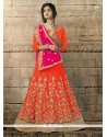 Orange Embroidered Work A Line Lehenga Choli