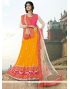 Pristine Net Mustard A Line Lehenga Choli