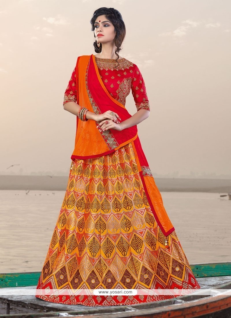 red and yellow lehenga choli