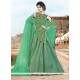 Compelling Jacquard Silk Sea Green Embroidered Work A Line Lehenga Choli