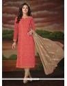 Rose Pink Chanderi Cotton Churidar Designer Suit