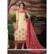 Marvelous Chanderi Cotton Cream Churidar Designer Suit