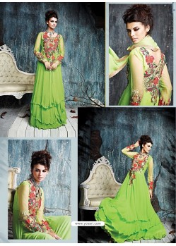 Fabulose Green Georgette Anarkali Suit