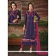 Trendy Navy Blue Embroidered Work Chanderi Cotton Churidar Designer Suit