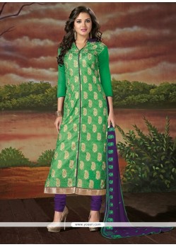 Affectionate Chanderi Cotton Embroidered Work Churidar Designer Suit