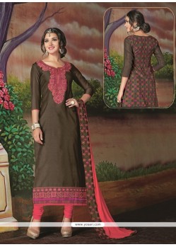 Customary Resham Work Chanderi Cotton Churidar Designer Suit