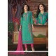 Brilliant Sea Green Resham Work Churidar Designer Suit