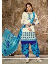 Incredible Off White Resham Work Punjabi Suit