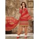 Sonorous Cotton Red Embroidered Work Punjabi Suit