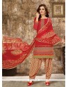 Sonorous Cotton Red Embroidered Work Punjabi Suit