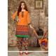 Wonderous Orange Embroidered Work Punjabi Suit