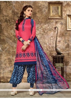 Nice Cotton Resham Work Punjabi Suit