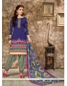 Intriguing Embroidered Work Blue Punjabi Suit