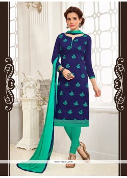 Dainty Chanderi Navy Blue Churidar Suit