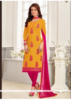 Exuberant Embroidered Work Churidar Suit