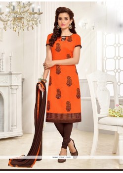 Pleasing Embroidered Work Chanderi Churidar Suit