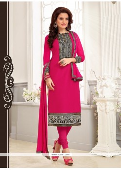 Hot Pink Chanderi Churidar Suit