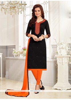 Exuberant Embroidered Work Chanderi Churidar Suit